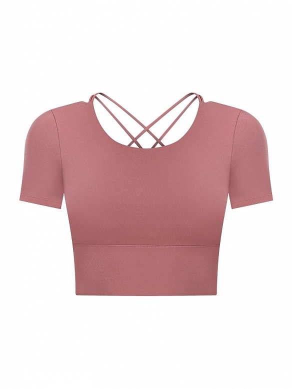 Damen Cropped Sportshirt mit BH FT020