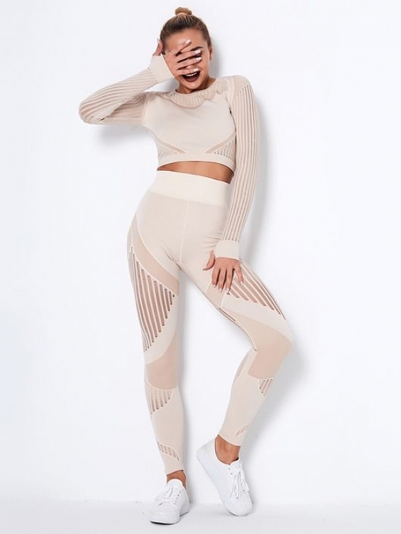 Damen Nahtlose Schnelltrocknende Fitnessanzug Sport-Set FA005