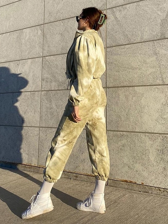 Damen Batik 2-teiliges Set Kurze Jacke und Sporthose FA019