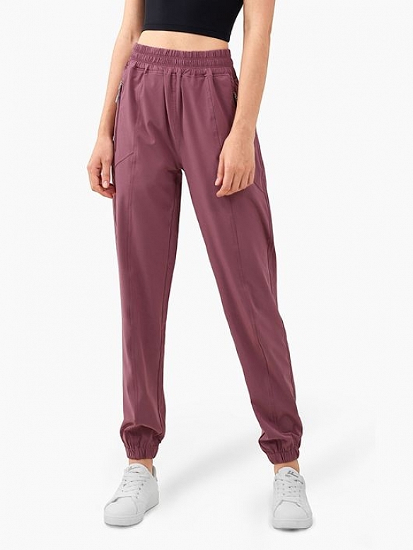 Damen High Waist Schnelltrocknende Sporthose mit Taschen FH012