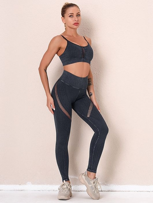 Damen Nahtlose Gestrickte Sportanzug Yoga-Set FA003