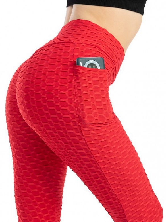 Damen Hohe elastische Yogahose Leggings mit Taschen FH072