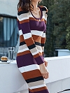 Damen Figurbetontes Strickkleid mit Farbblock FK007