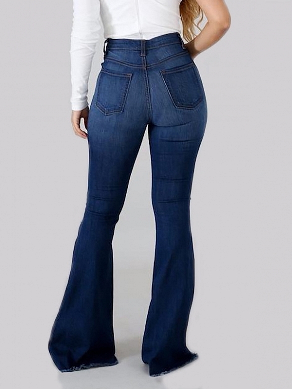 Damen Flare High Waist Jeans mit Destroyed-Details FH190