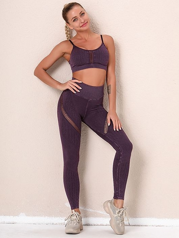 Damen Nahtlose Gestrickte Sportanzug Yoga-Set FA003