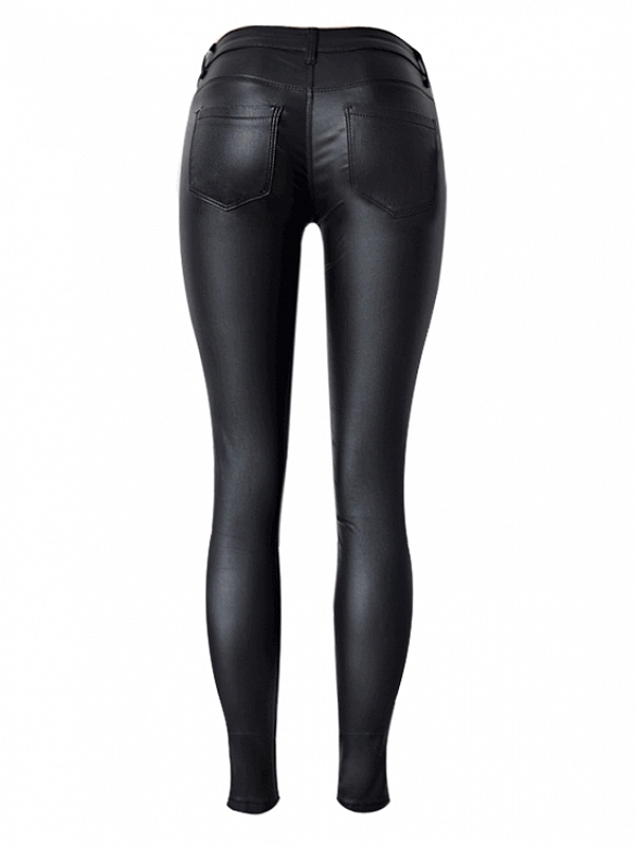 Damen Hose aus Lederimitat mit Zippern FH103