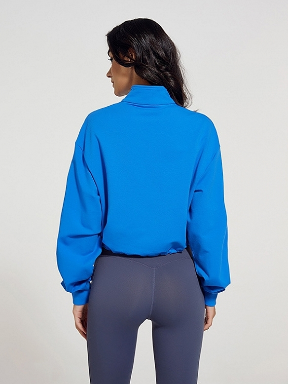 Damen Kurzes Sport Sweatshirt mit Zipper FT067