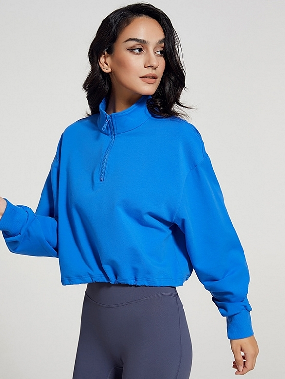 Damen Kurzes Sport Sweatshirt mit Zipper FT067