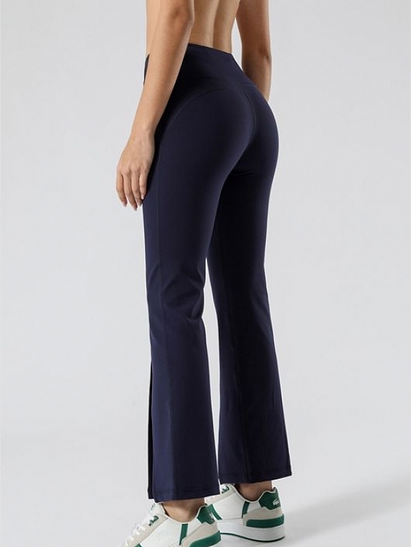 Damen High Waist Ausgestellte Sporthose mit Schlitzen FH033