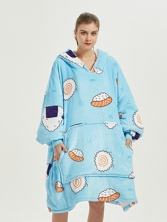 Damen Gemusterte Oversized Hoodie FT055