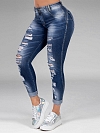 Damen Skinny Regular Jeans mit Destroyed-Details FH163