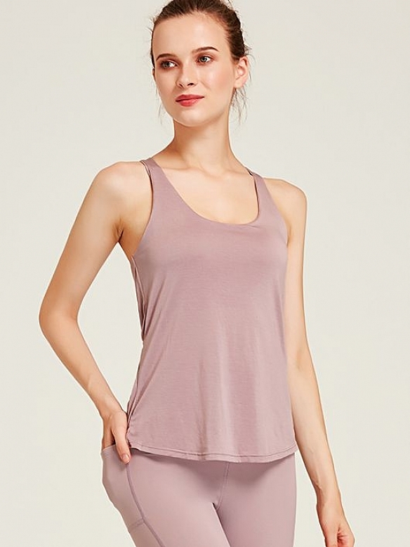 Damen zweilagiges Sport-Tanktop Sporttop mit BH FT023