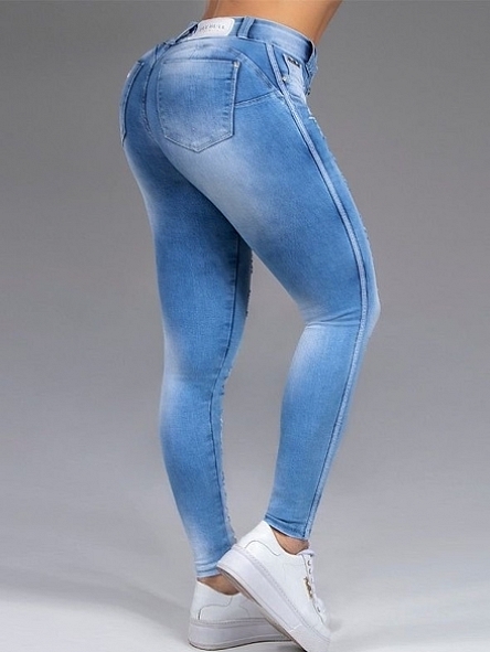 DAMEN Jeans Destroyed Rabatt 89 % Suiteblanco Jegging & Skinny & Slim Blau 42 