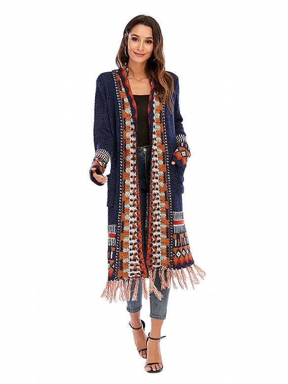 Damen Vintage Langer Cardigan FT042