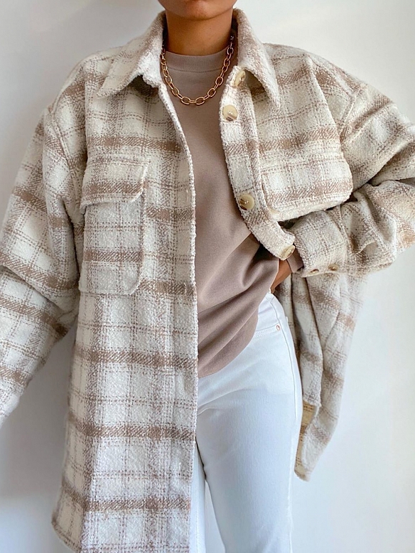 Damen Karierte Hemdjacke FT039