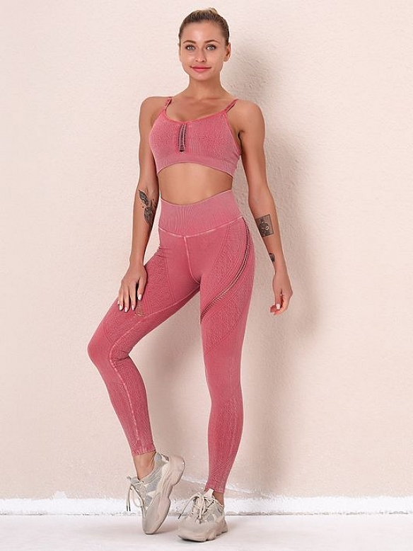 Damen Nahtlose Gestrickte Sportanzug Yoga-Set FA003