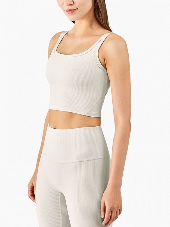 Damen Gerippte Sport-BH Sport Bra Top FT009