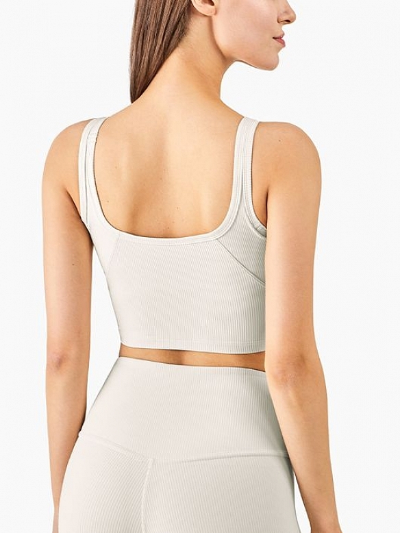 Damen Gerippte Sport-BH Sport Bra Top FT009