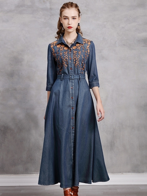 Damen Vintage Denimkleid FK001