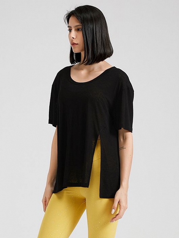 Damen Locker Sporttop Sportshirt mit kurzen Ärmeln FT001