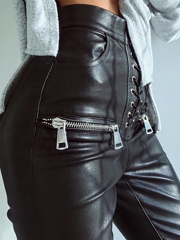 DamenSkinny Lederhose zum Schnüren  QX032