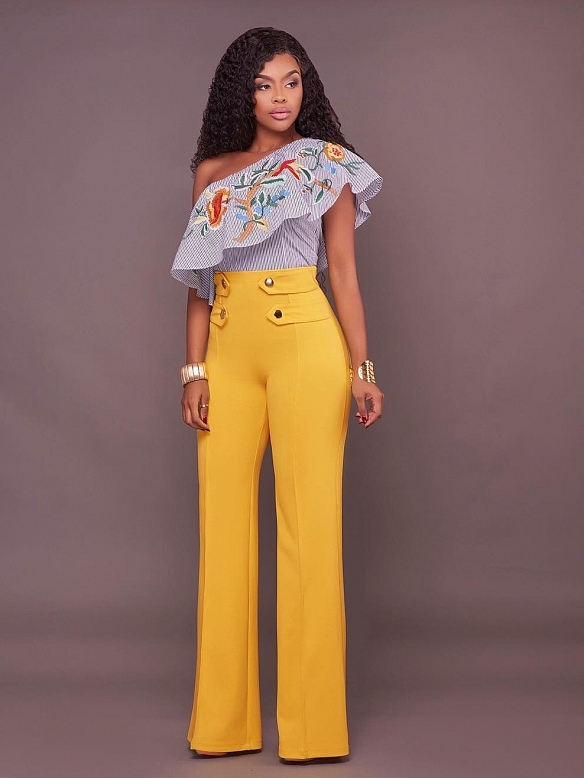 Damen Weite Hose mit Bügelfalten FH132