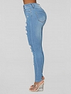 Damen Skinny High Jeans mit Destroyed-Details FH099