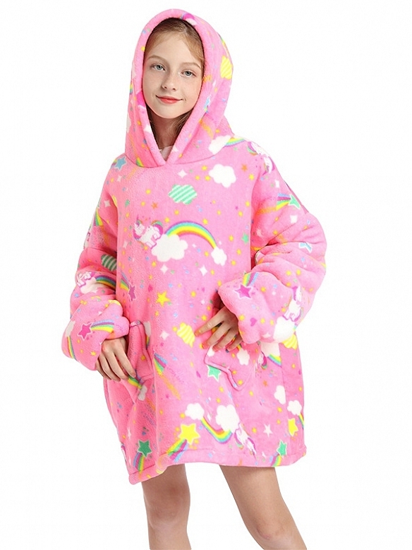 Kinder Gemusterte Oversized Hoodie FT054