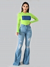 Damen Flare High Waist Jeans mit Destroyed-Details FH190
