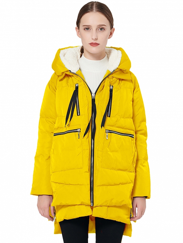 Damen Wintermantel mit Reißverschluss und Kapuze FT061