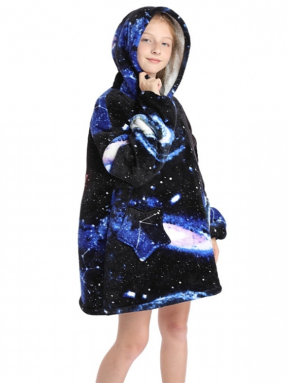 Kinder Gemusterte Oversized Hoodie FT054