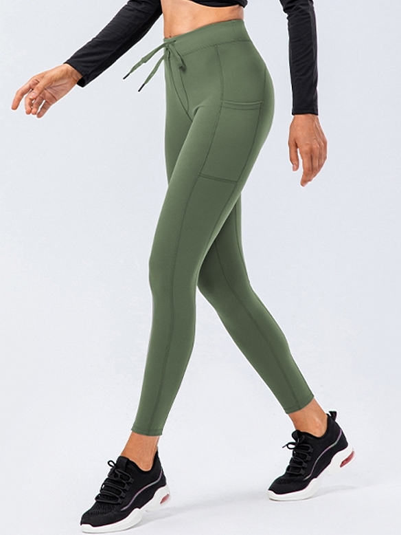 Damen Atmungsaktive Yogahose Sporttights mit Tunnelzug FH243