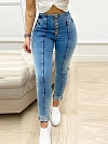 Damen Skinny High Jeans mit Knöpfen FH141