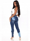 Damen Skinny High Jeans mit Farbblock FH119
