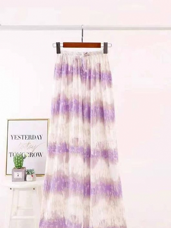 Damen Batik High Waist Freizeit Hose mit weitem Bein FH006