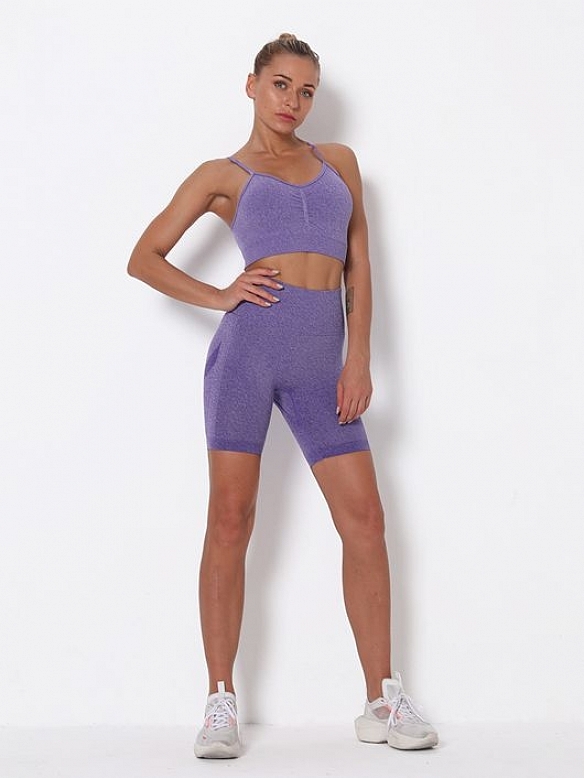 Damen Nahtlose Gestrickte Yoga-Set Sport-Set FA007
