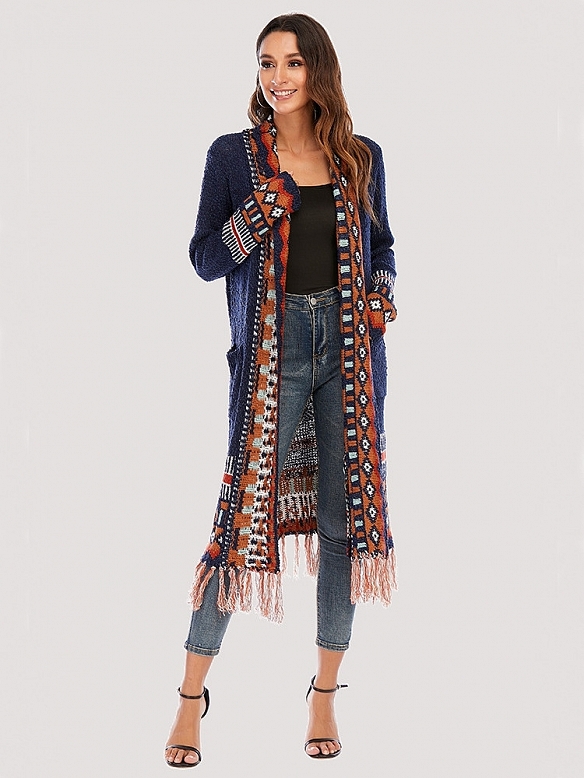 Damen Vintage Langer Cardigan FT042