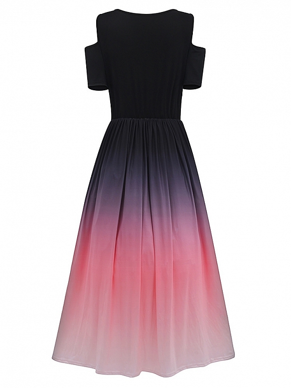 Damen Ombré-Maxikleid mit Kalte Schulter FK009