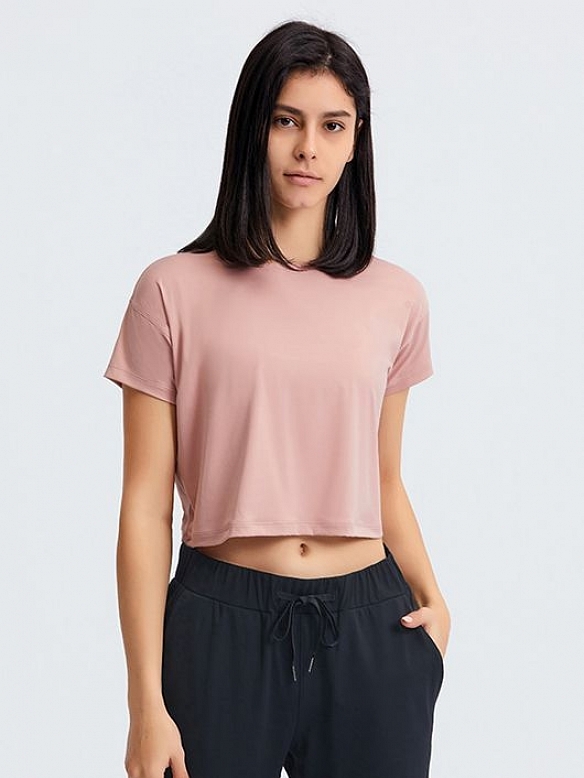 Damen Cropped Sportshirt Kurzes T-Shirt FT026
