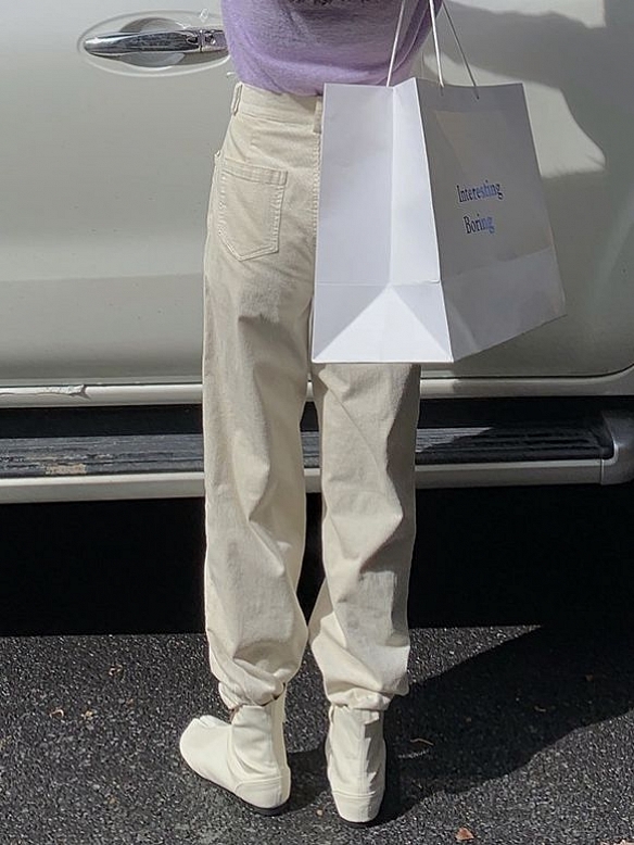 Damen Corduroy High-waisted Straight Leg Jeans QX031