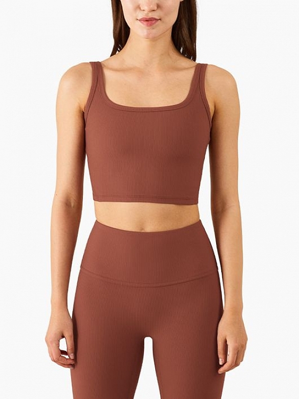 Damen Gerippte Sport-BH Sport Bra Top FT009