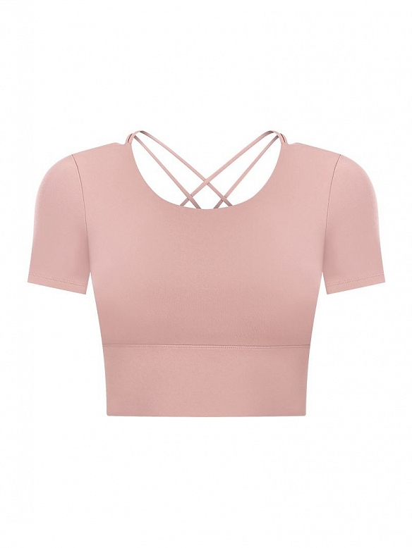 Damen Cropped Sportshirt mit BH FT020