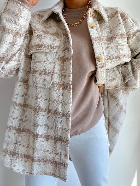 Damen Karierte Hemdjacke FT039