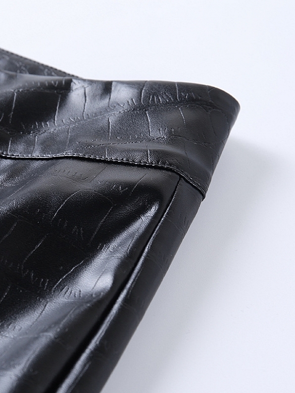 Damen Krokodilmuster Hose aus Lederimitat mit Zippern FH136