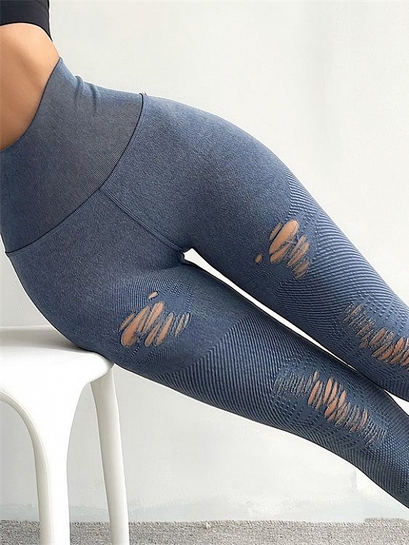 Damen Jeans-Leggings mit markanten Used-Details FH068