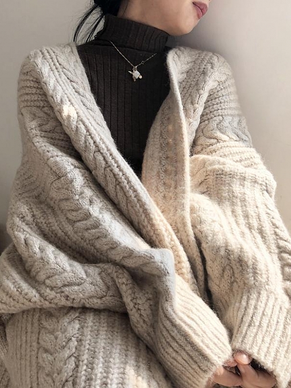 Damen Langer Strickcardigan FT038