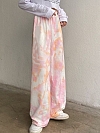 Damen Batik High Waist Freizeit Hose mit weitem Bein FH006