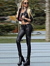Damen Hose aus Lederimitat mit Zippern FH103