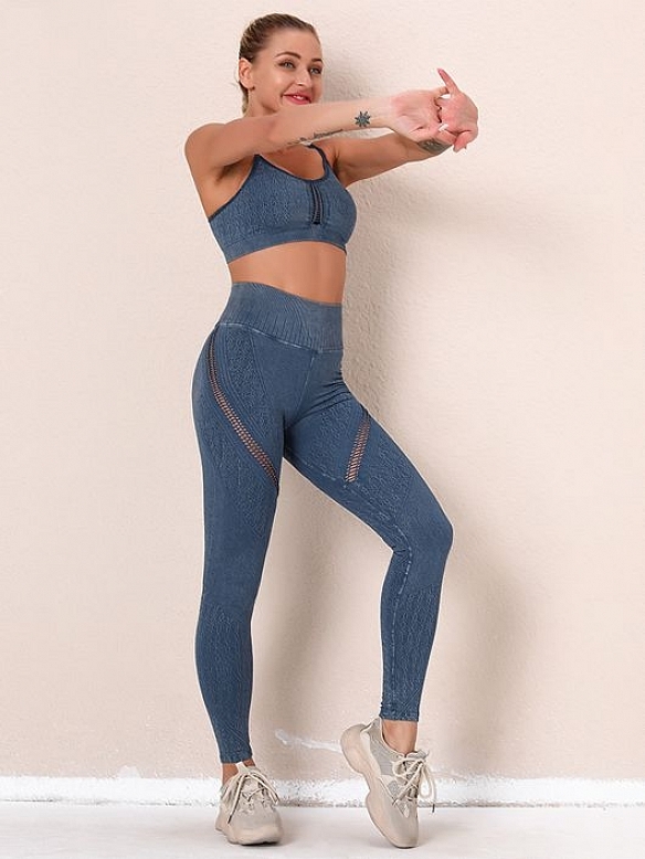 Damen Nahtlose Gestrickte Sportanzug Yoga-Set FA003