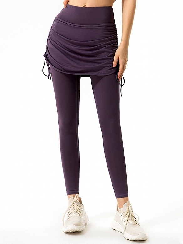 Damen Zweilagige High Waist Leggings mit Rock FH220